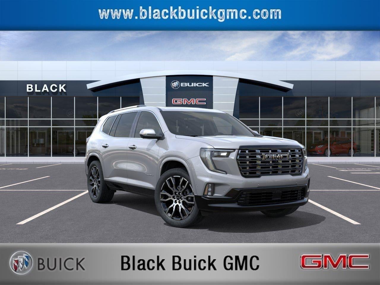 2026 GMC Acadia Denali Ultimate in Sterling Metallic — front three-quarter view