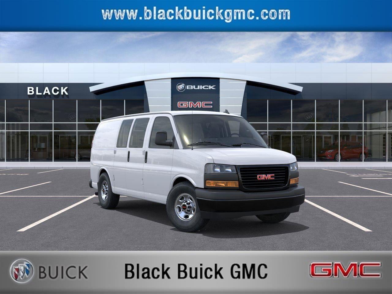 2026 GMC Savana Cargo Work Van in Summit White — front three-quarter view
