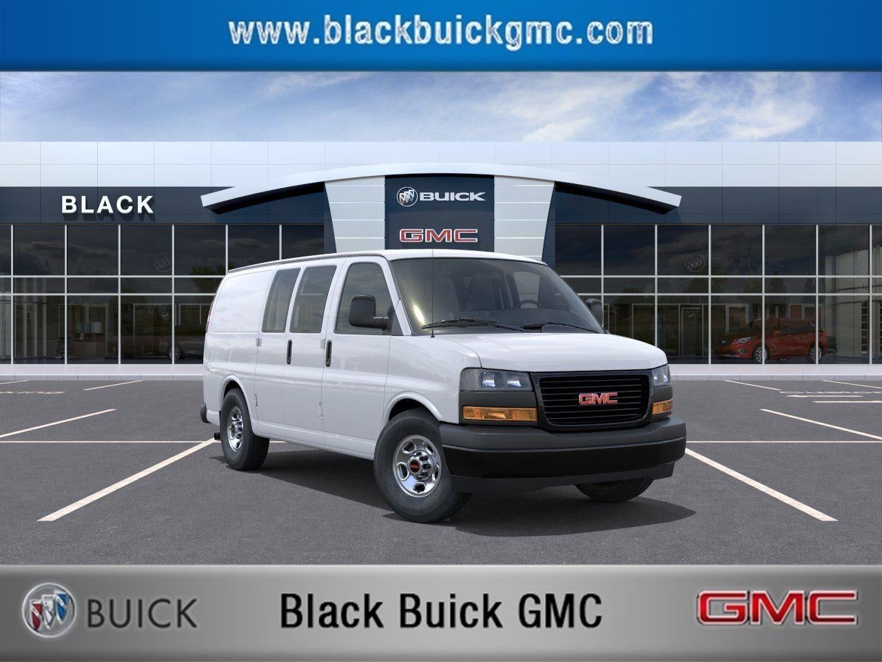 2026 GMC Savana Cargo Work Van in Summit White — front three-quarter view