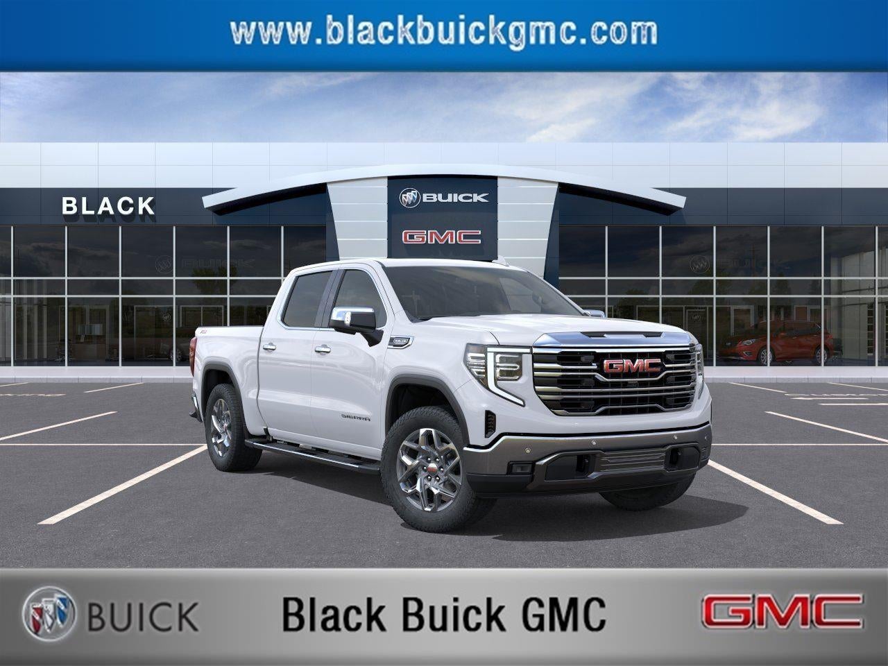 2026 GMC Sierra 1500 SLT in Summit White — front three-quarter view
