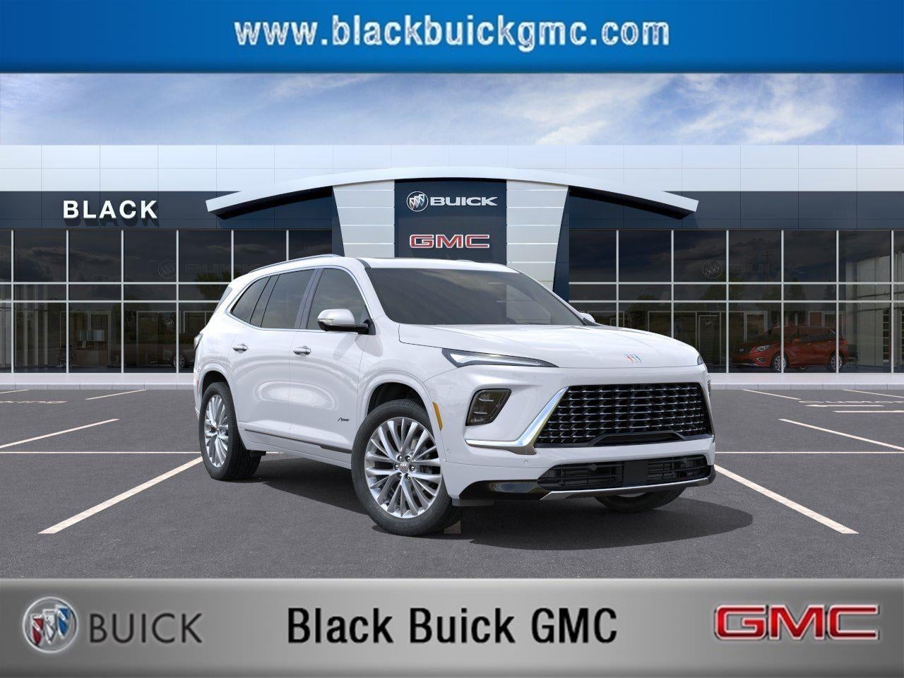 2026 Buick Enclave Avenir in Iridescent White Tricoat — front three-quarter view